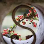 , red and green floral wreath